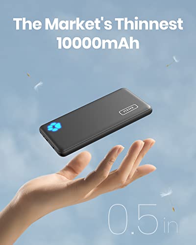 INIU Portable Charger, Slimmest 10000mAh 5V/3A Power Bank, USB C in&out High-Speed Charging Battery Pack, External Phone Powerbank Compatible with iPhone 16 15 14 13 12 Samsung S22 S21 Google iPad etc