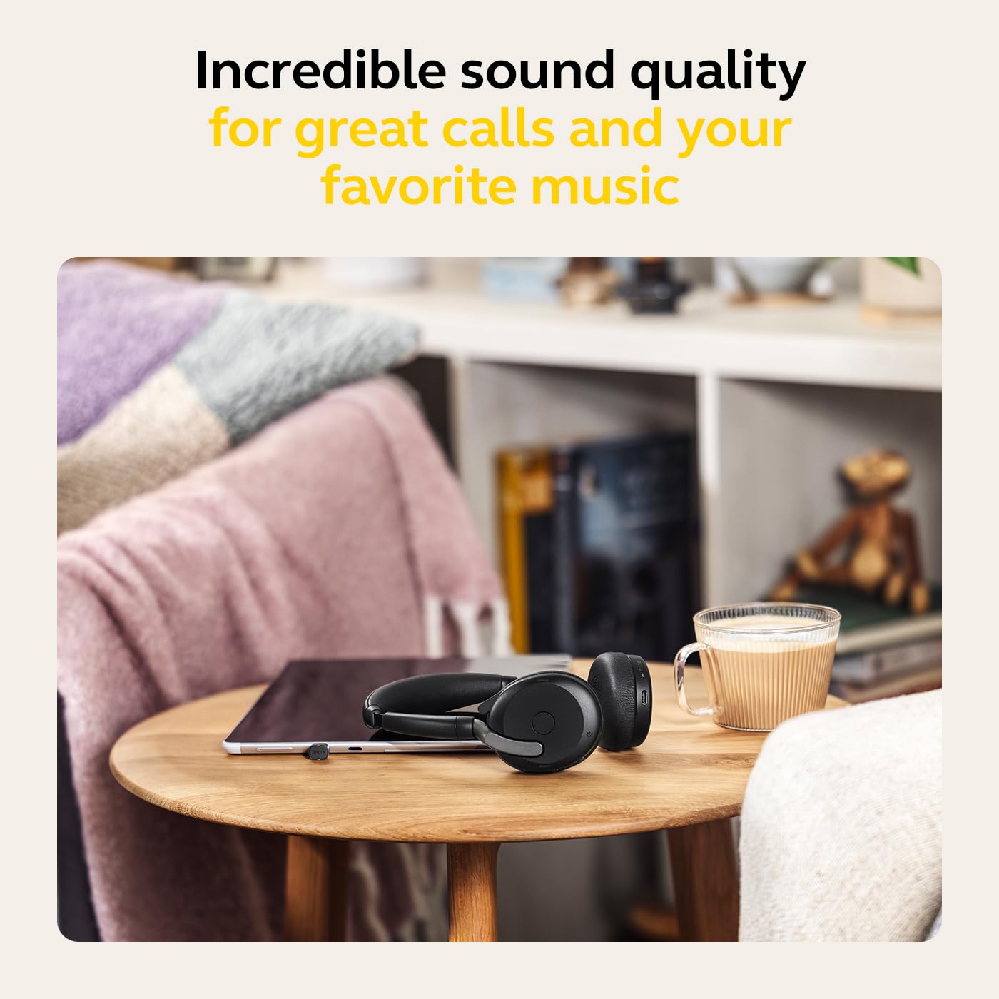 Jabra Evolve2 65 Flex Stereo Headset with Bluetooth, Wireless Charging Pad - Noise-Cancelling ClearVoice Technology & Hybrid Active Noise Cancellation - Works with Leading UC Platforms - Black