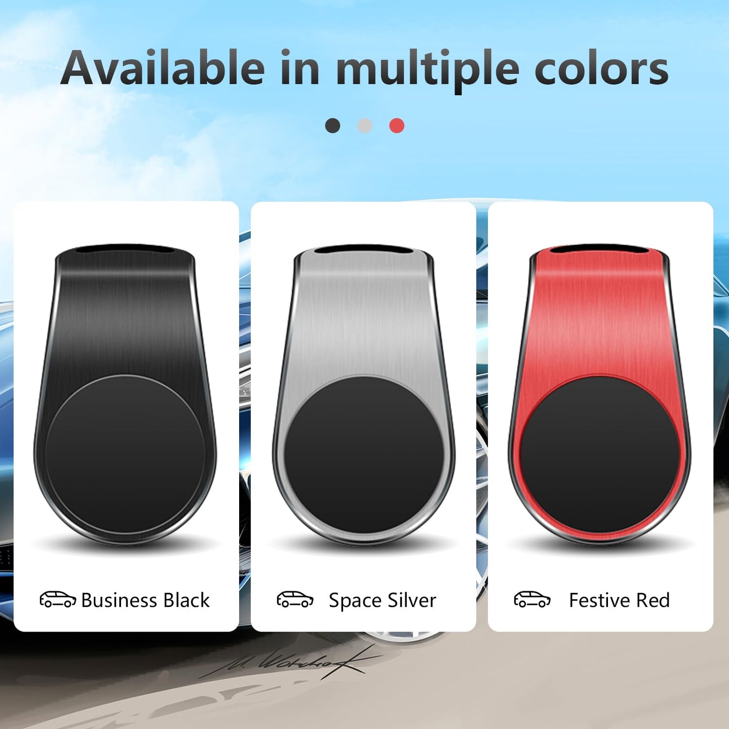 2PCS Mobile Phone Navigation Magnetic Bracket, L Type 360° Rotatable Car Phone Mount, Strong Magnet Mount for Any Smartphone (Black)