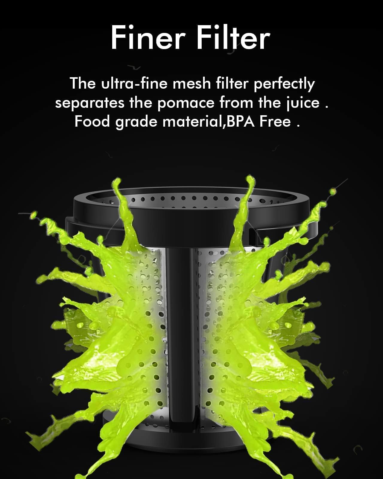 Cold Press Juicer, SiFENE Slow Masticating Juicer Machines for Fruit Vegetable, Juice Yield Maker Extractor with Quiet Motor Anti-Clog System, Easy to Clean, Gray