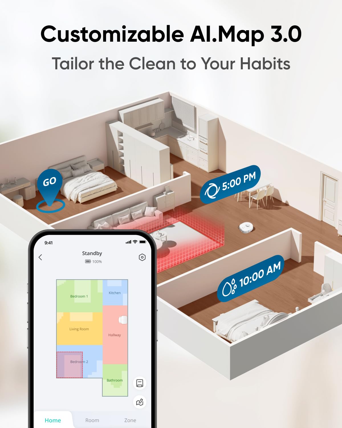 Robot aspirador y fregona eufy X10 Pro Omni, succión de 8000 Pa, mopas dobles con elevación automática de 12 mm y detección de alfombras, sistema de prevención de obstáculos con IA, fregona automática, secado automático, vaciado automático, color blanco