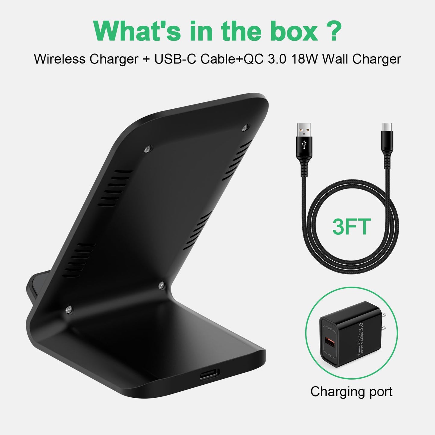 Cargador inalámbrico para Samsung S24 S25 Ultra, estación de carga rápida para teléfonos Android, Samsung Galaxy S25+ S24 Plus S24FE S23FE S22 S21, iPhone 15 Pro Max Plus 14, con adaptador de 18 W.