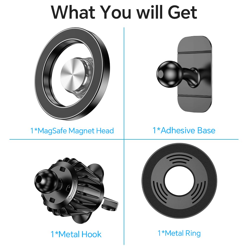 Kaistyle for Magsafe Car Mount【20 Strong Magnets】Magnetic Phone Holder for Car Phone Holder Mount Dash【360°】Cell Phone Holders for Your Car Accessories for Women Men iPhone 16 Pro Max 15 14 13 12 Plus