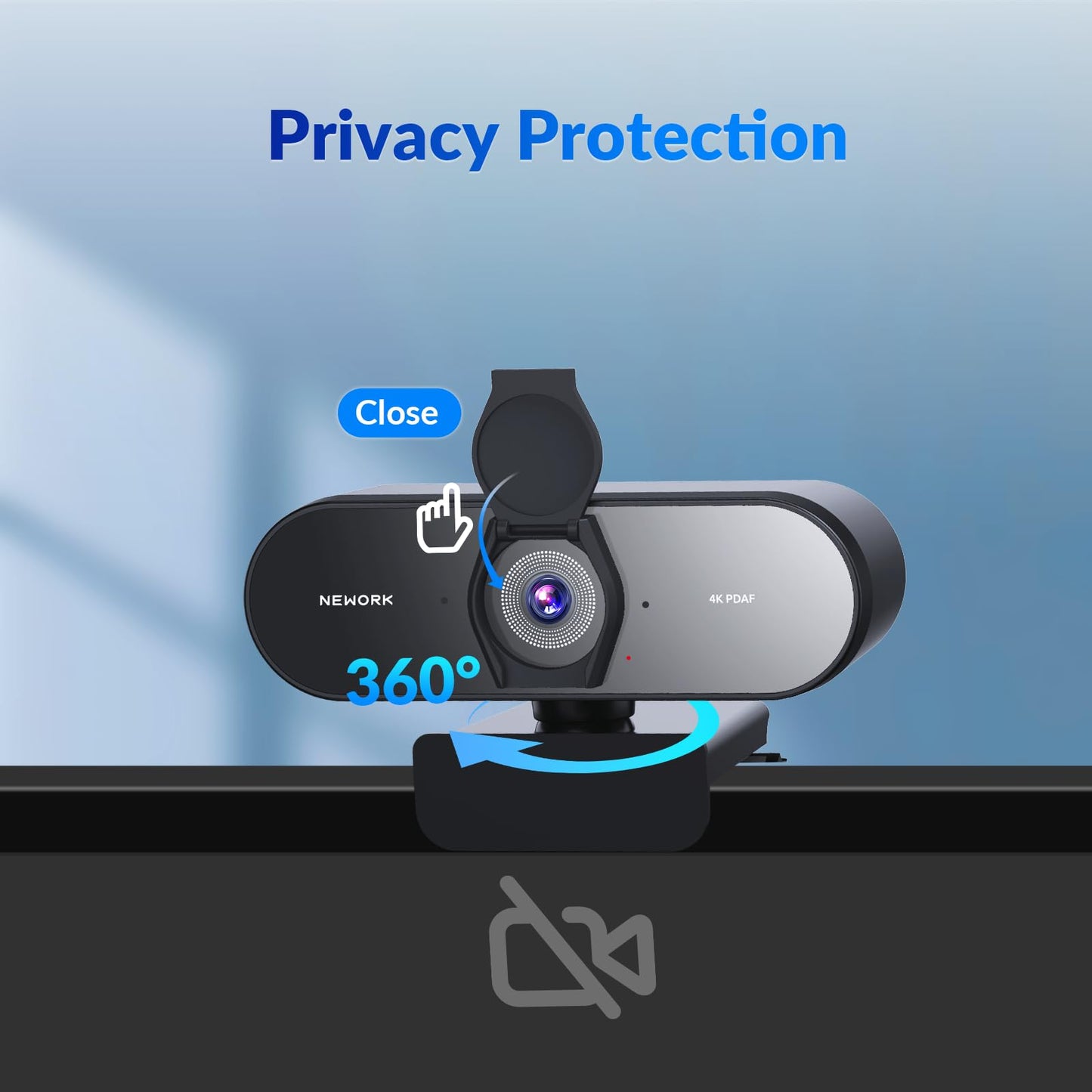NEWORK 4k Webcam, UHD Webcam 1080P@60FPS, PDAF+CDAF Autofocus, Privacy Cover, Plug&Play, Auto Light Correction, 79°FOV, 2 Noise-Cancelling Mics, Computer Camera 4k for Streaming/Video Calling/Gaming