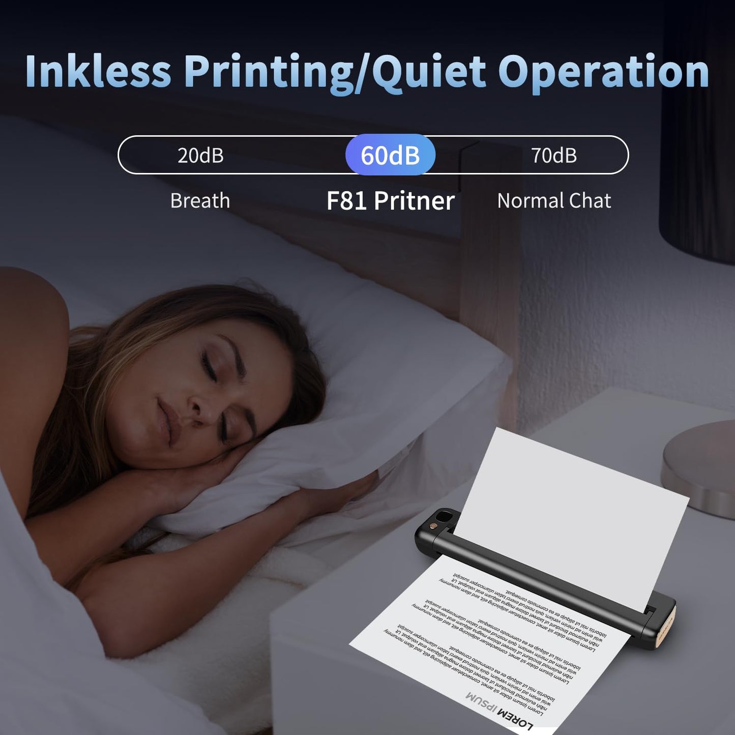 Rongta Portable Printers Wireless for Travel, WiFi & Bluetooth Mobile Printer, Thermal Inkless Printer for School/Office/Home Use, Compatible with Android,iOS & Laptop (F81)