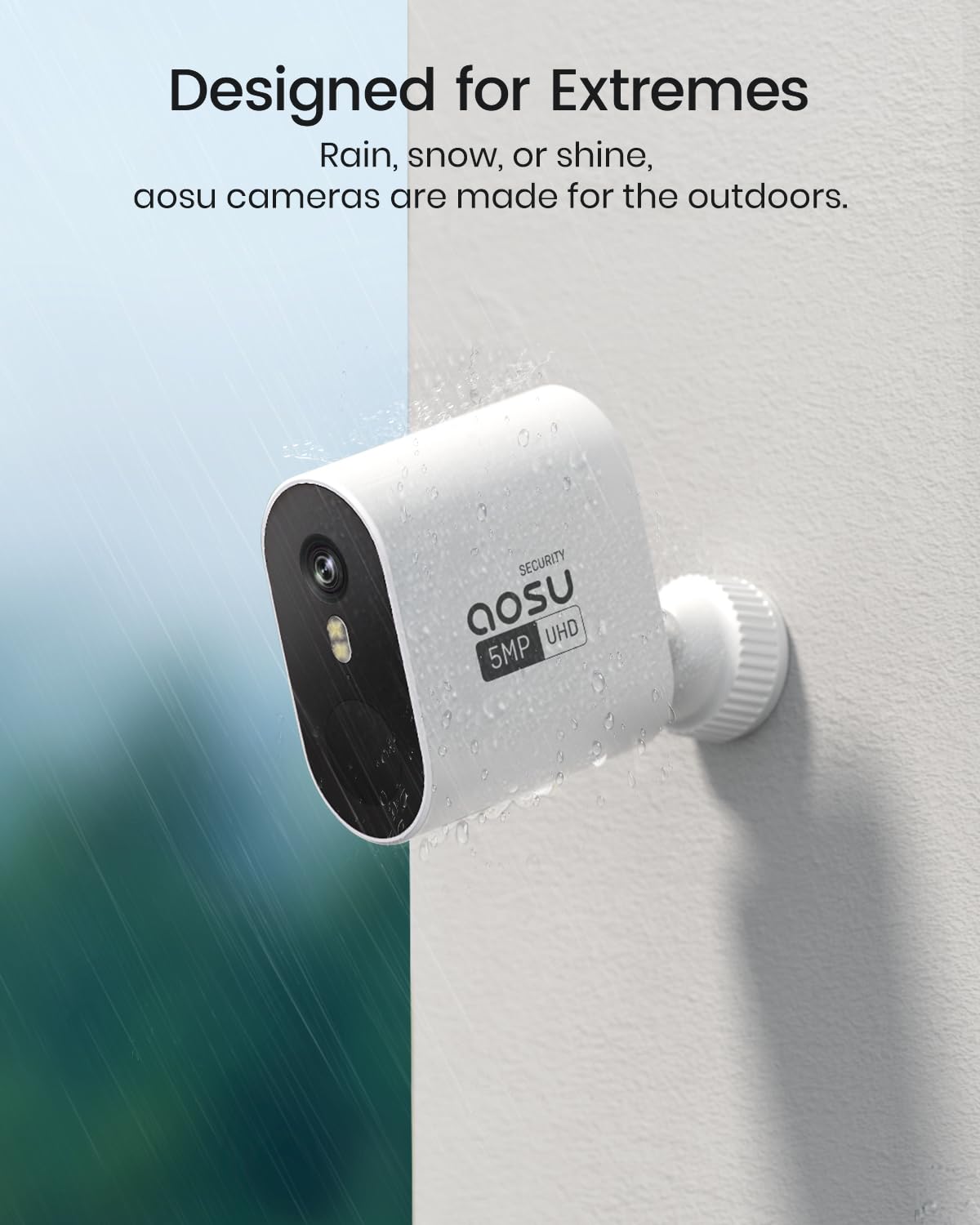 AOSU 3K/5MP Solar Security Cameras Wireless Outdoor, Ultra-Wide-Angle, Cam-to-Cam Track & Sync, Home Security System with Color Night Vision, Spotlight Smart Alarm, No Subscription, 2.4G & 5G WiFi