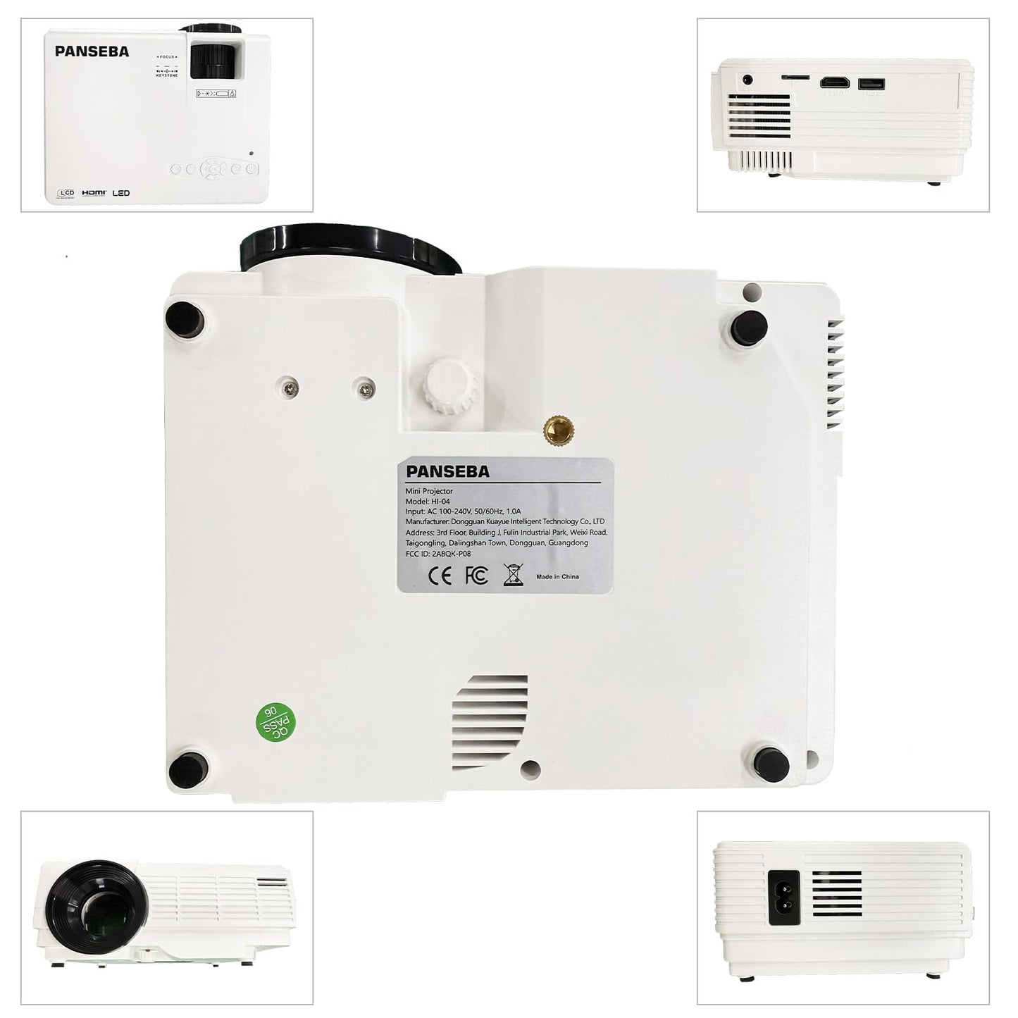 Proyector PANSEBA con Bluetooth bidireccional, miniproyector con pantalla, proyector de video portátil Full HD 1080P, compatible con HDMI, USB y teléfono inteligente.