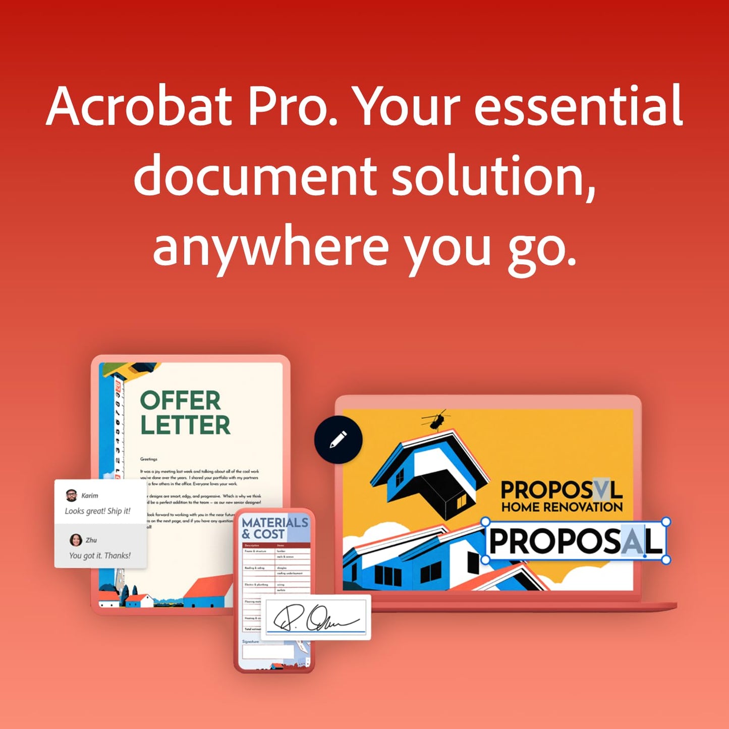 Adobe Acrobat Pro | Software PDF | Convertir, editar, firmar electrónicamente, proteger | Código en línea para PC/Mac | Requiere activación