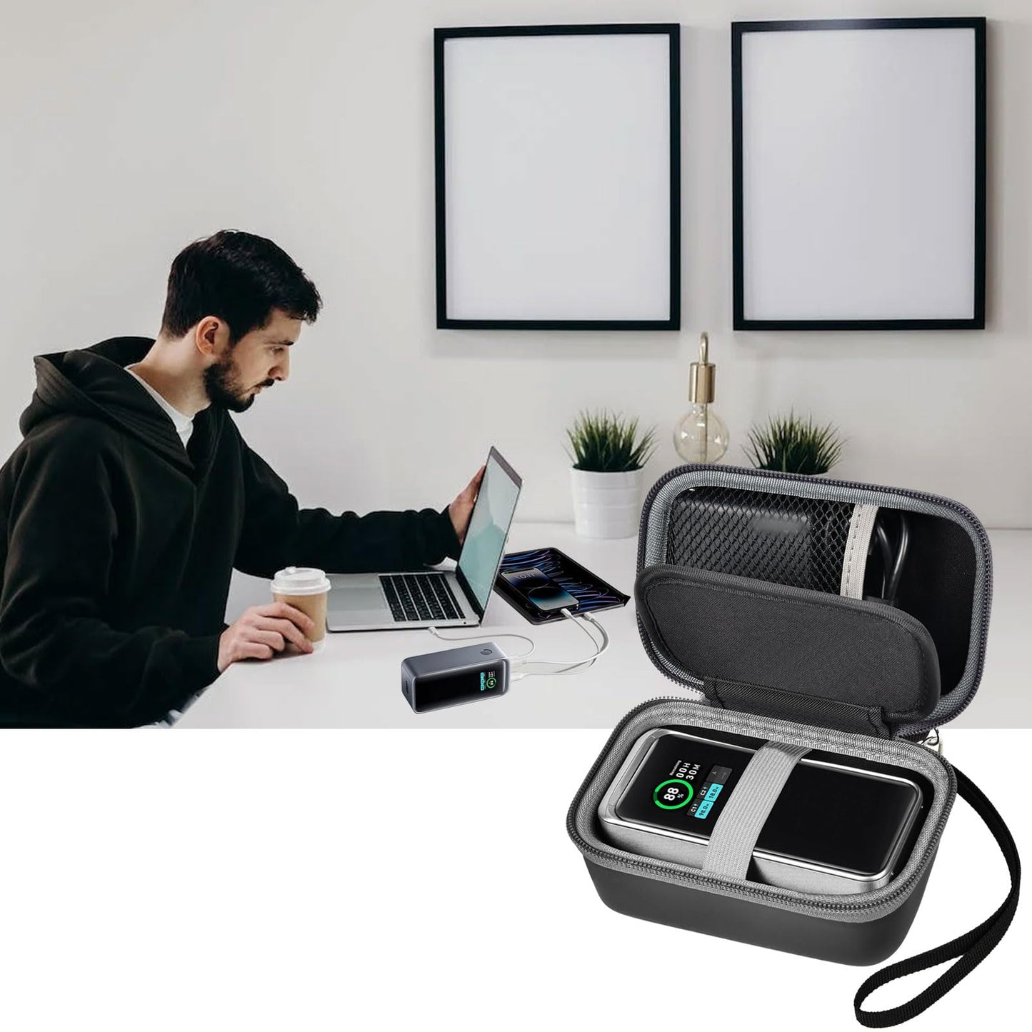 Case Compatible with Anker Prime Power Bank 20,000mAh Portable Charger with 200W Output, Battery Pack Power Station Organizer, Hold Charging Cable and USB C Charger for iPhone, for Samsung (Box Only)