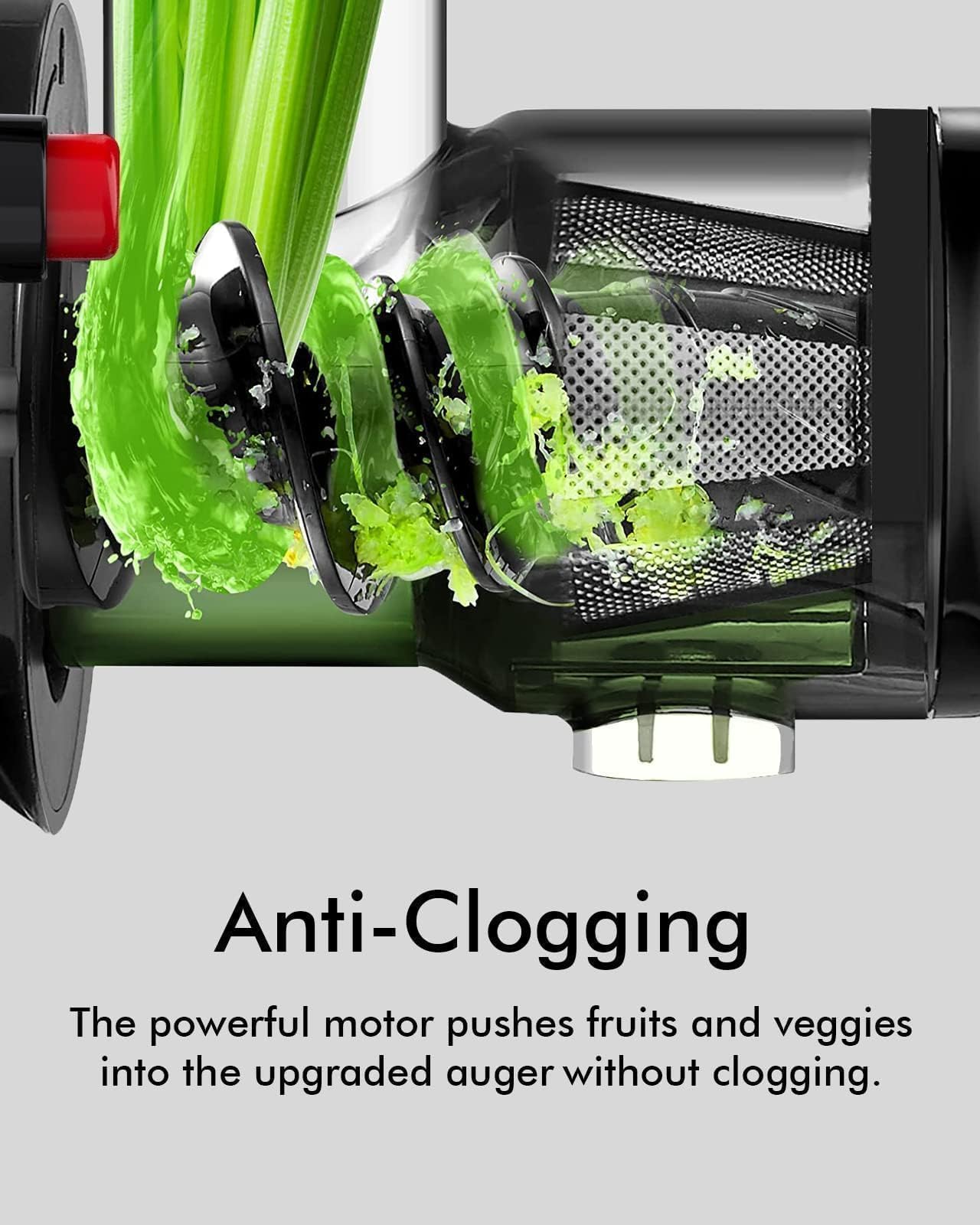 Cold Press Juicer, SiFENE Slow Masticating Juicer Machines for Fruit Vegetable, Juice Yield Maker Extractor with Quiet Motor Anti-Clog System, Easy to Clean, Gray