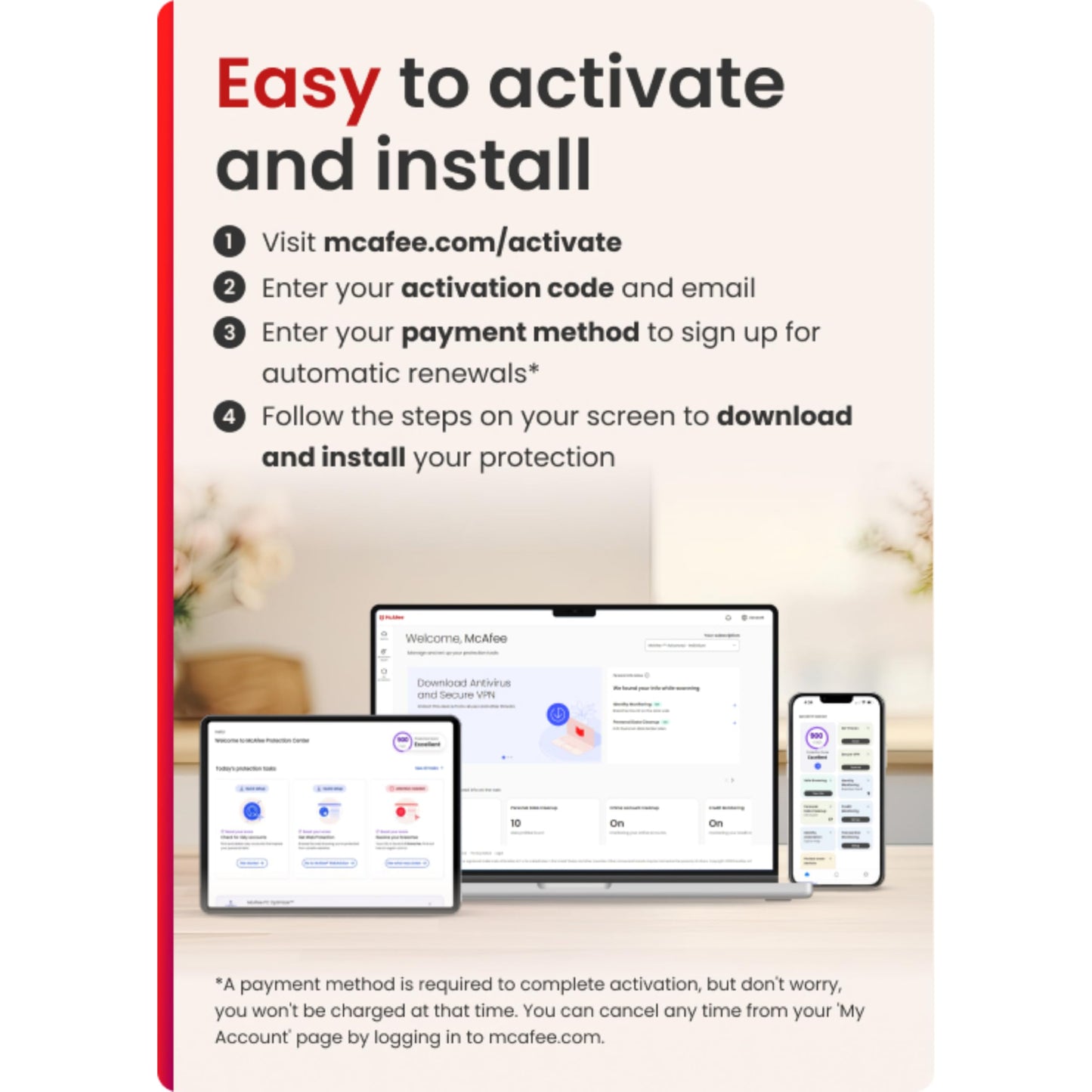 McAfee Total Protection 5 Dispositivos 2025 | Suscripción de 1 año con renovación automática | Software de seguridad que incluye antivirus, VPN segura, administrador de contraseñas y monitoreo de identidad | Descargar