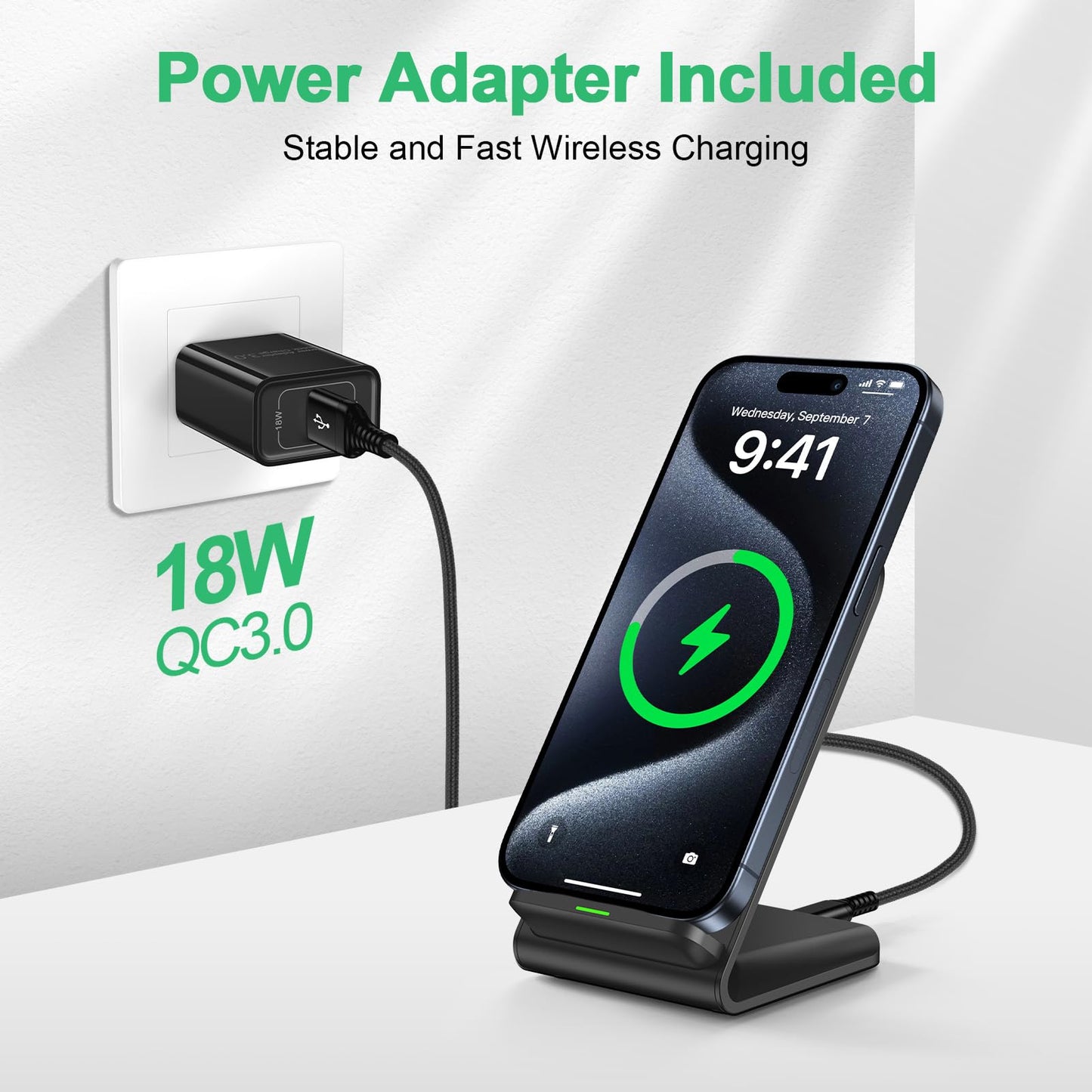 Cargador inalámbrico para Samsung S24 S25 Ultra, estación de carga rápida para teléfonos Android, Samsung Galaxy S25+ S24 Plus S24FE S23FE S22 S21, iPhone 15 Pro Max Plus 14, con adaptador de 18 W.