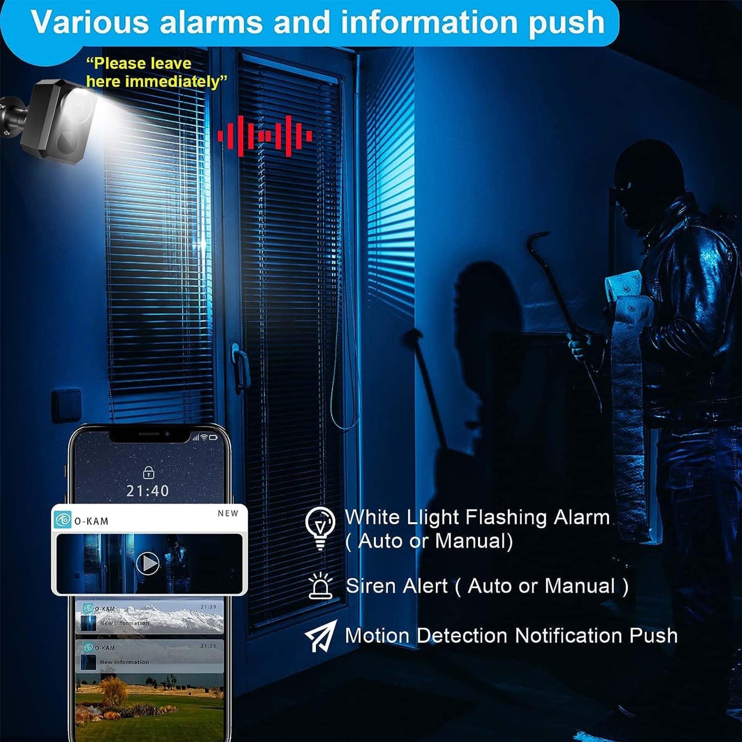Cámara de seguridad Uniter 2K inalámbrica para exteriores, con batería, wifi de 2,4 GHz, sistema de seguridad para el hogar con visión nocturna a color, sirena de foco, detección de movimiento, resistencia al agua IP66 (paquete de 2)