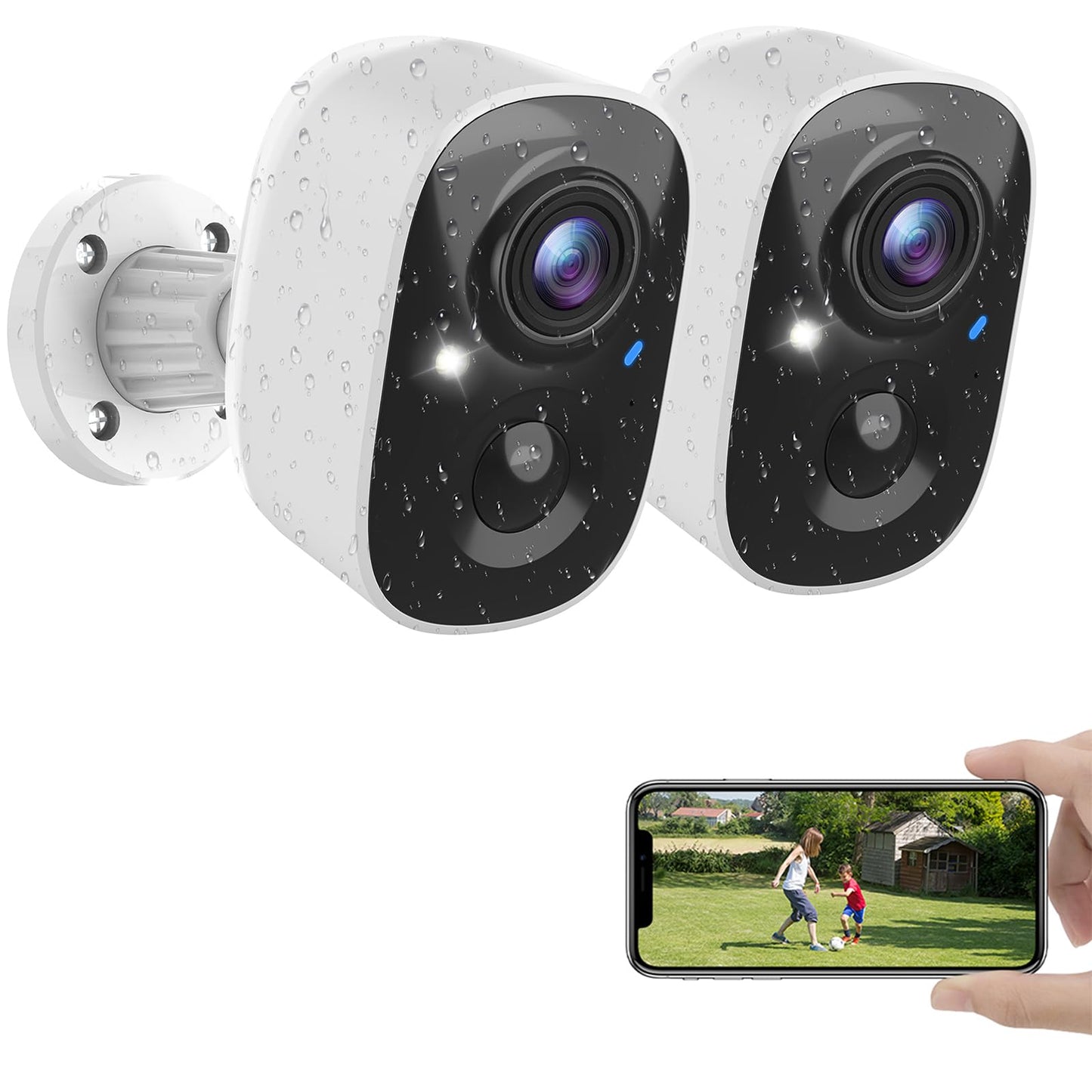 MaxiViz Security Cameras Wireless Outdoor, Battery Powered Cameras for Home Security w/AI Motion Detection, Spotlight & Siren Alarm, 2K Color Night Vision, IP66 Weatherproof, SD/Cloud Storage, 2Pack