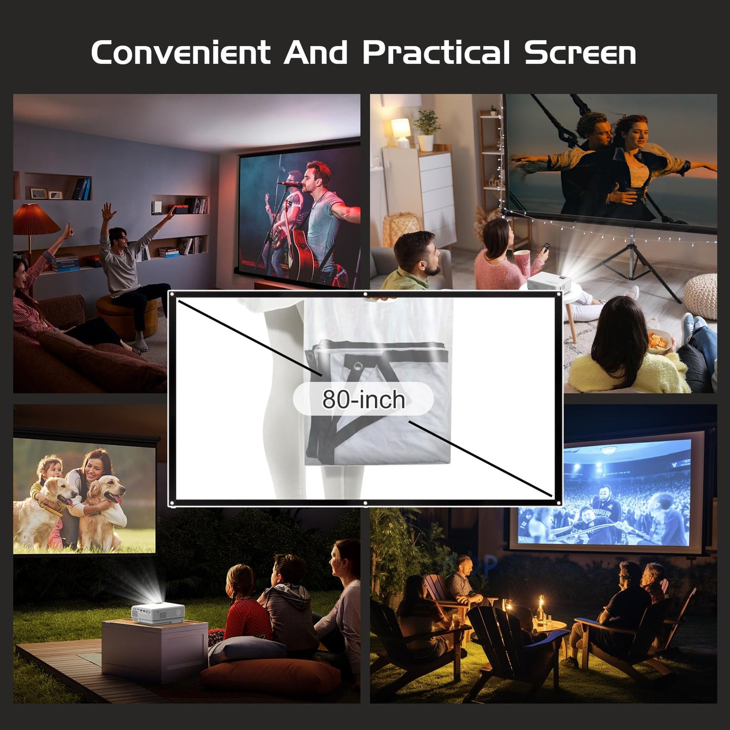 Proyector PANSEBA con Bluetooth bidireccional, miniproyector con pantalla, proyector de video portátil Full HD 1080P, compatible con HDMI, USB y teléfono inteligente.