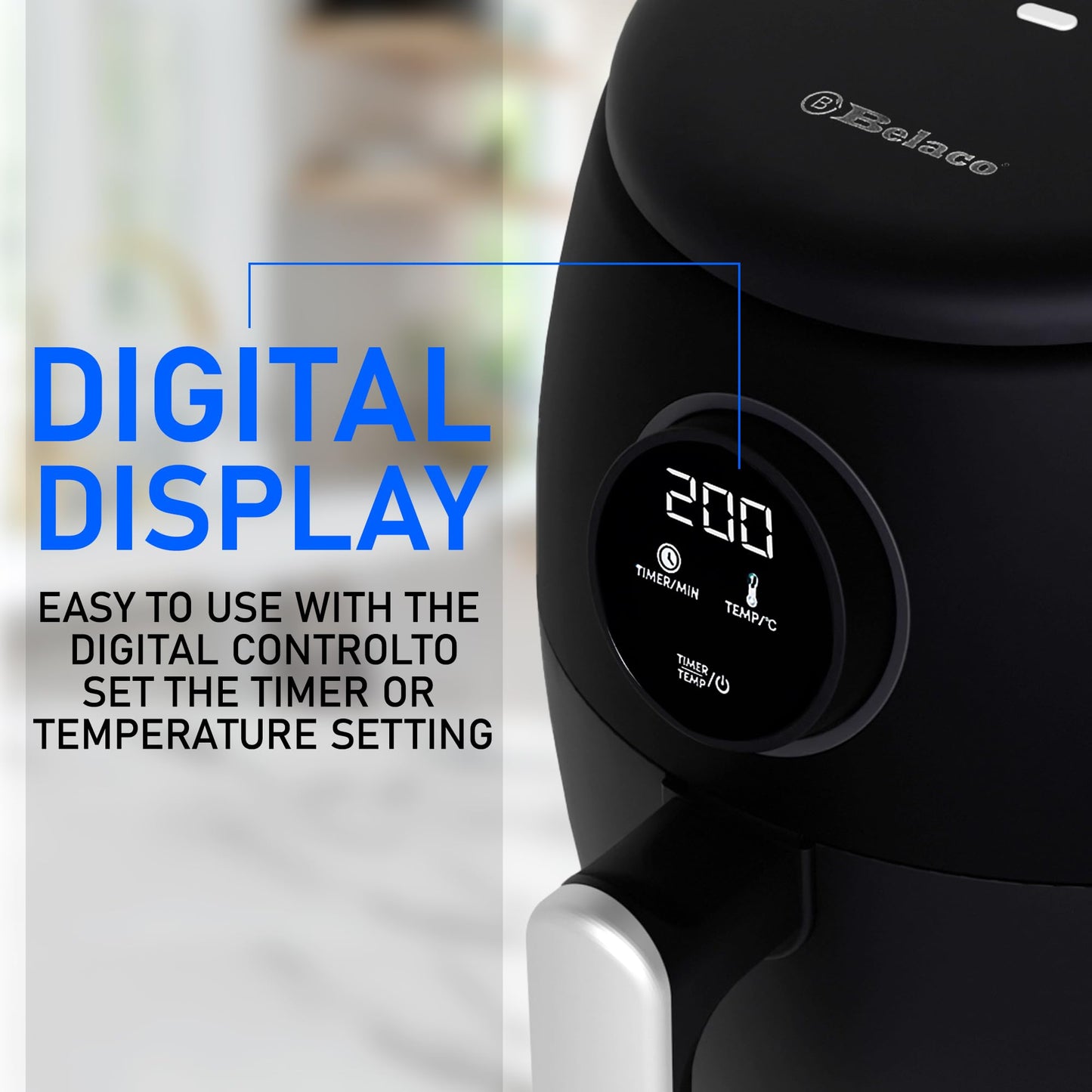 Belaco Air Fryer, 2.1Qt Digital Display, Rapid Air Circulation, Air Fryers, 60 Min Timer, Small Air Fryer, Adjustable Temperature, Dishwasher Safe Basket BEL-AF-02