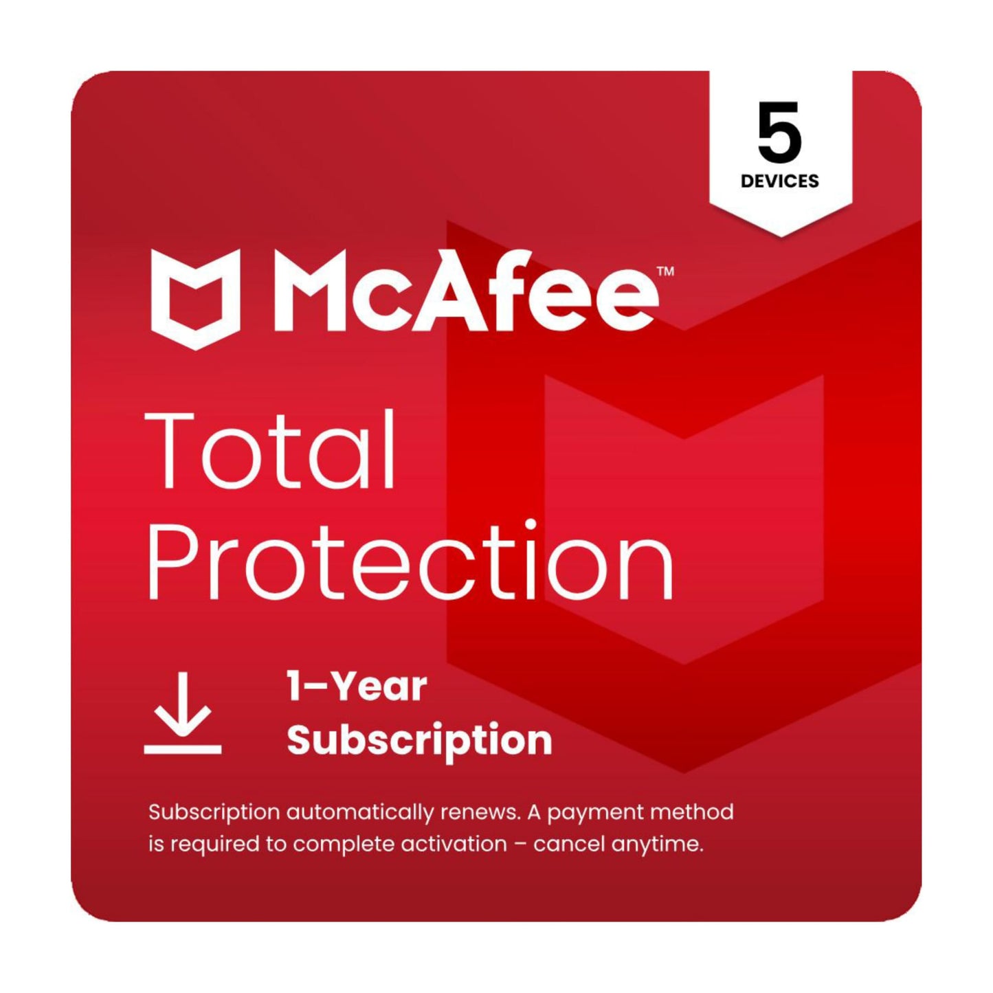 McAfee Total Protection 5 Dispositivos 2025 | Suscripción de 1 año con renovación automática | Software de seguridad que incluye antivirus, VPN segura, administrador de contraseñas y monitoreo de identidad | Descargar