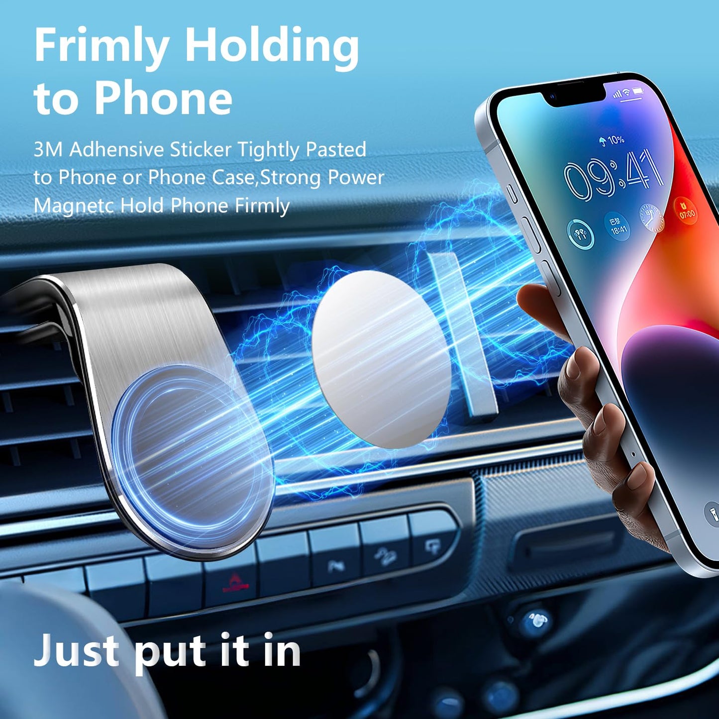 2PCS Mobile Phone Navigation Magnetic Bracket, L Type 360° Rotatable Car Phone Mount, Strong Magnet Mount for Any Smartphone (Black)