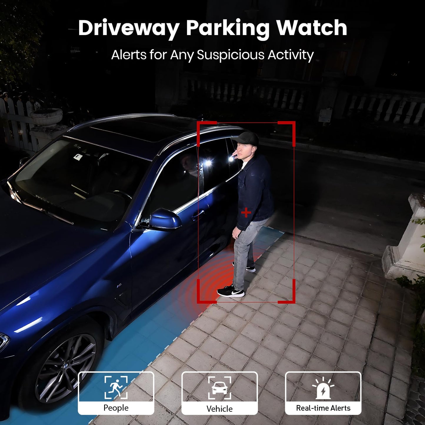 Cámaras de seguridad inalámbricas AOSU para exteriores: cámara de 3K/5 MP con energía solar, foco de 400 lúmenes, visión panorámica de 360°, visión nocturna, wifi 2.4G, seguimiento automático y detección de personas, vehículos y mascotas con IA.