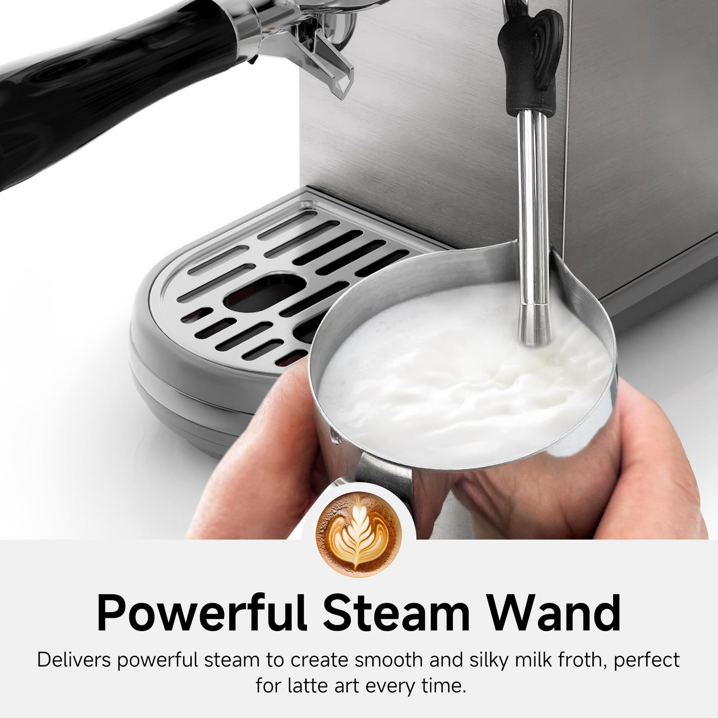 HIBREW H10B - 51mm Espresso Machine - Temperature & Cup Volume Adjustable at will - With Intelligent Display Screen & Pressure Gauge - Stainless Steel Body
