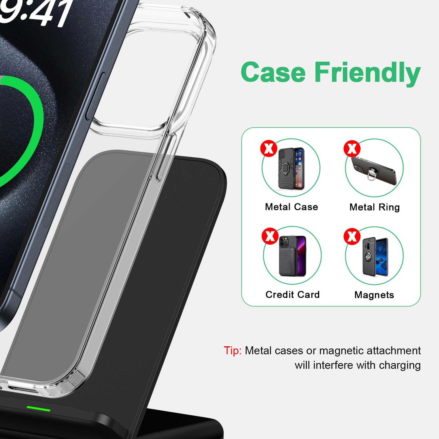 Cargador inalámbrico para Samsung S24 S25 Ultra, estación de carga rápida para teléfonos Android, Samsung Galaxy S25+ S24 Plus S24FE S23FE S22 S21, iPhone 15 Pro Max Plus 14, con adaptador de 18 W.