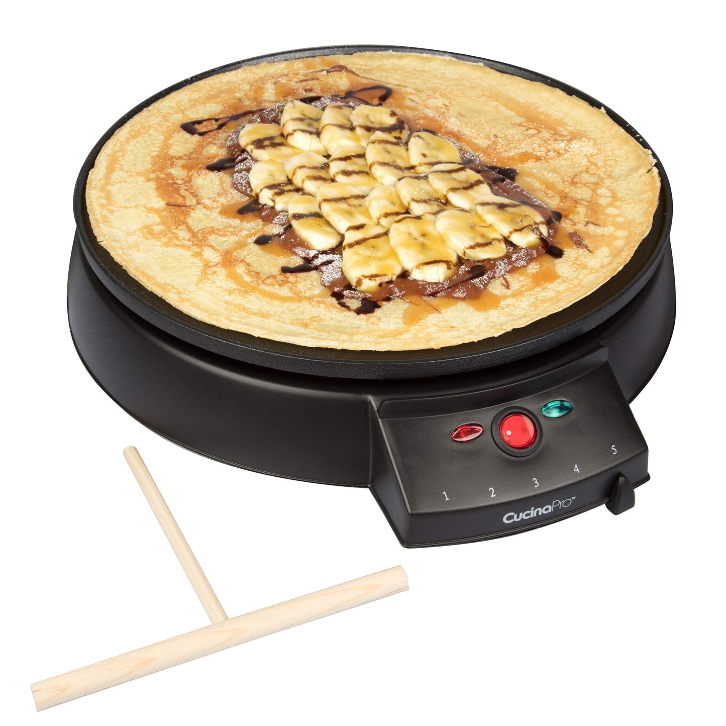 12" Griddle & Crepe Maker, Non-Stick Electric Crepe Pan w Batter Spreader & Recipe Guide- Dual Use Hot Plate for Blintzes, Eggs, Pancakes- Portable, Adjustable Temperature Settings - Breakfast Gift