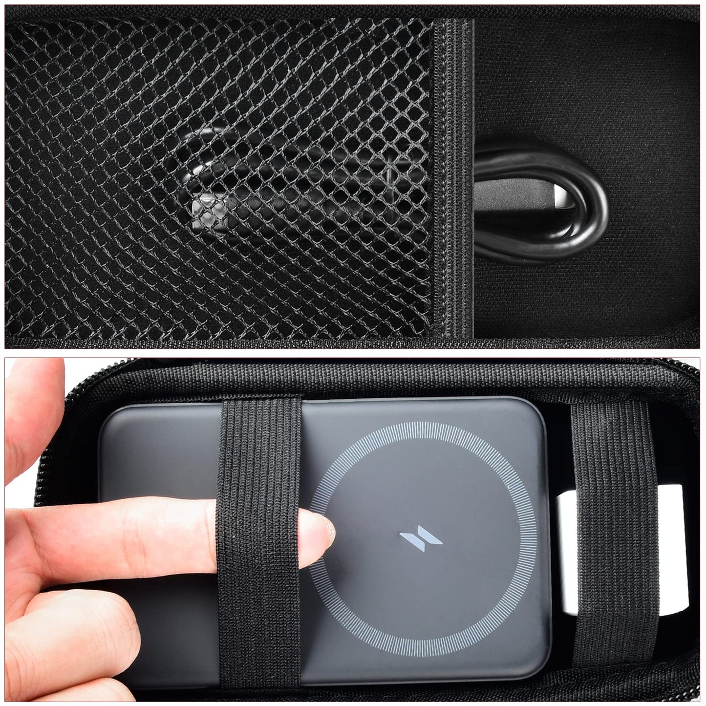 Case for Anker Magnetic Battery 10,000mAh Foldable Wireless Portable Charger, 633/622/621/321 5,000mAh Power Bank (MagGo) Holder, Storage for Baseus 6000mAh Cell Phone Power Delivery -Case Only-Black