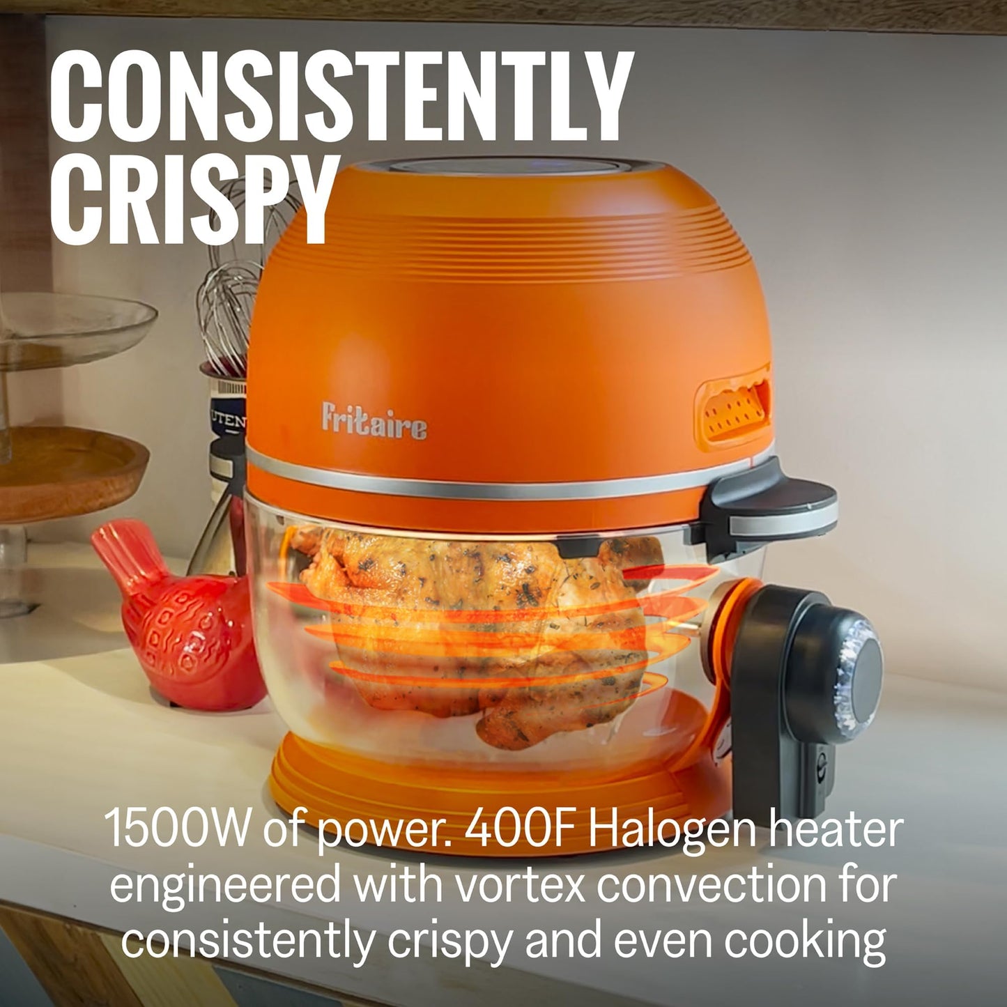 Non-Toxic Air Fryer - Glass AirFryer 5 Quart w/ 360 Visibility, Self-Cleaning, 400F Vortex Air Fryer for Even Cooking, BPA-Free Teflon Free, 6-in-1 Functions, Rotisserie, Roast, Bake, Cherry