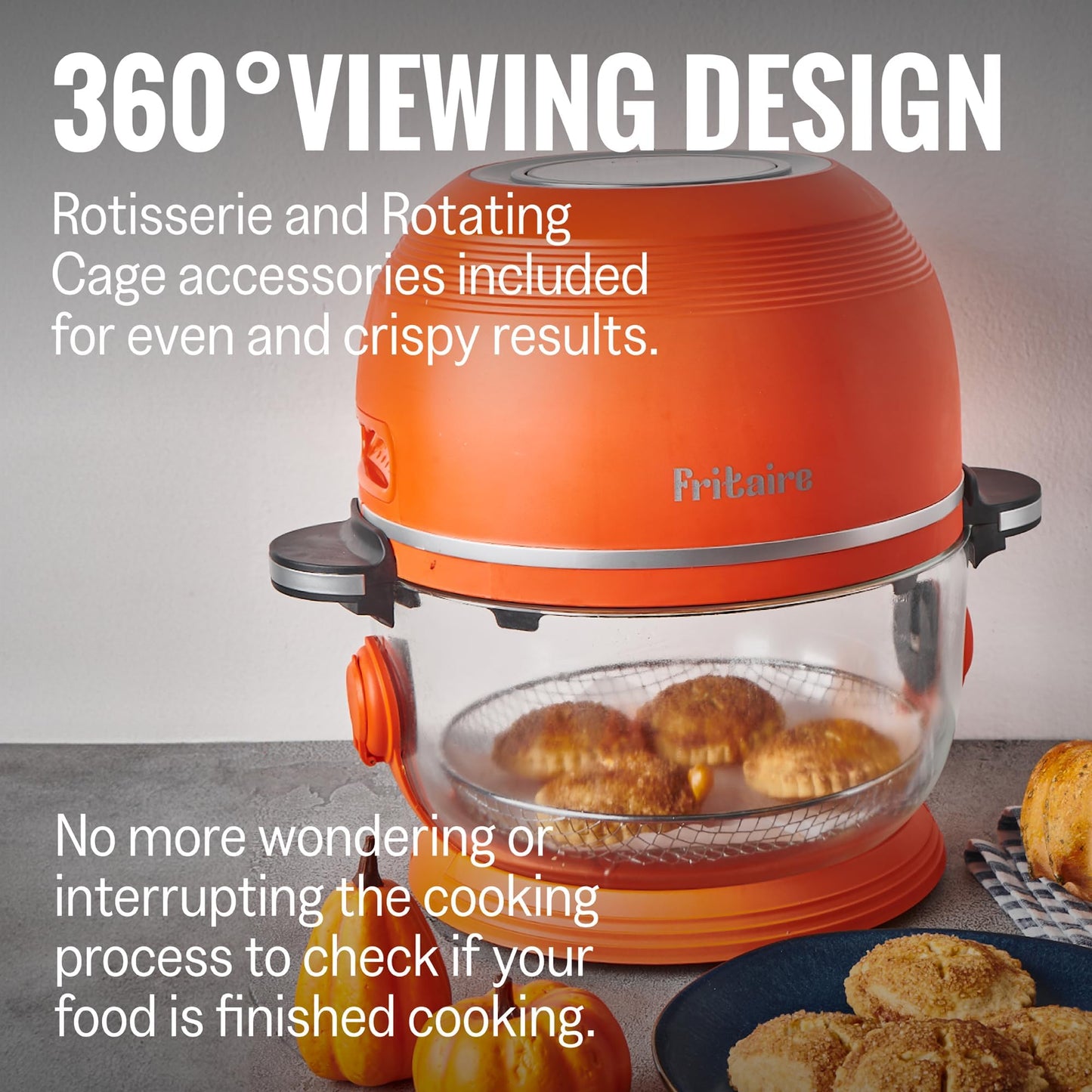 Non-Toxic Air Fryer - Glass AirFryer 5 Quart w/ 360 Visibility, Self-Cleaning, 400F Vortex Air Fryer for Even Cooking, BPA-Free Teflon Free, 6-in-1 Functions, Rotisserie, Roast, Bake, Cherry