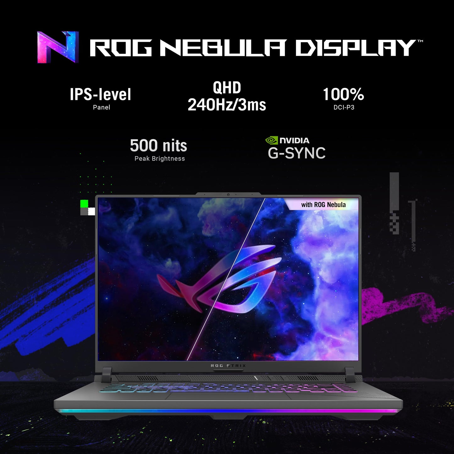 ASUS ROG Strix G16 Gaming Laptop, 16” Nebula Display 16:10 QHD 240Hz, GeForce RTX 4060, Intel® Core™ i9-14900HX, 16GB DDR5-5600, 1TB PCIe SSD, Wi-Fi 6E, Windows 11, G614JVR-ES94