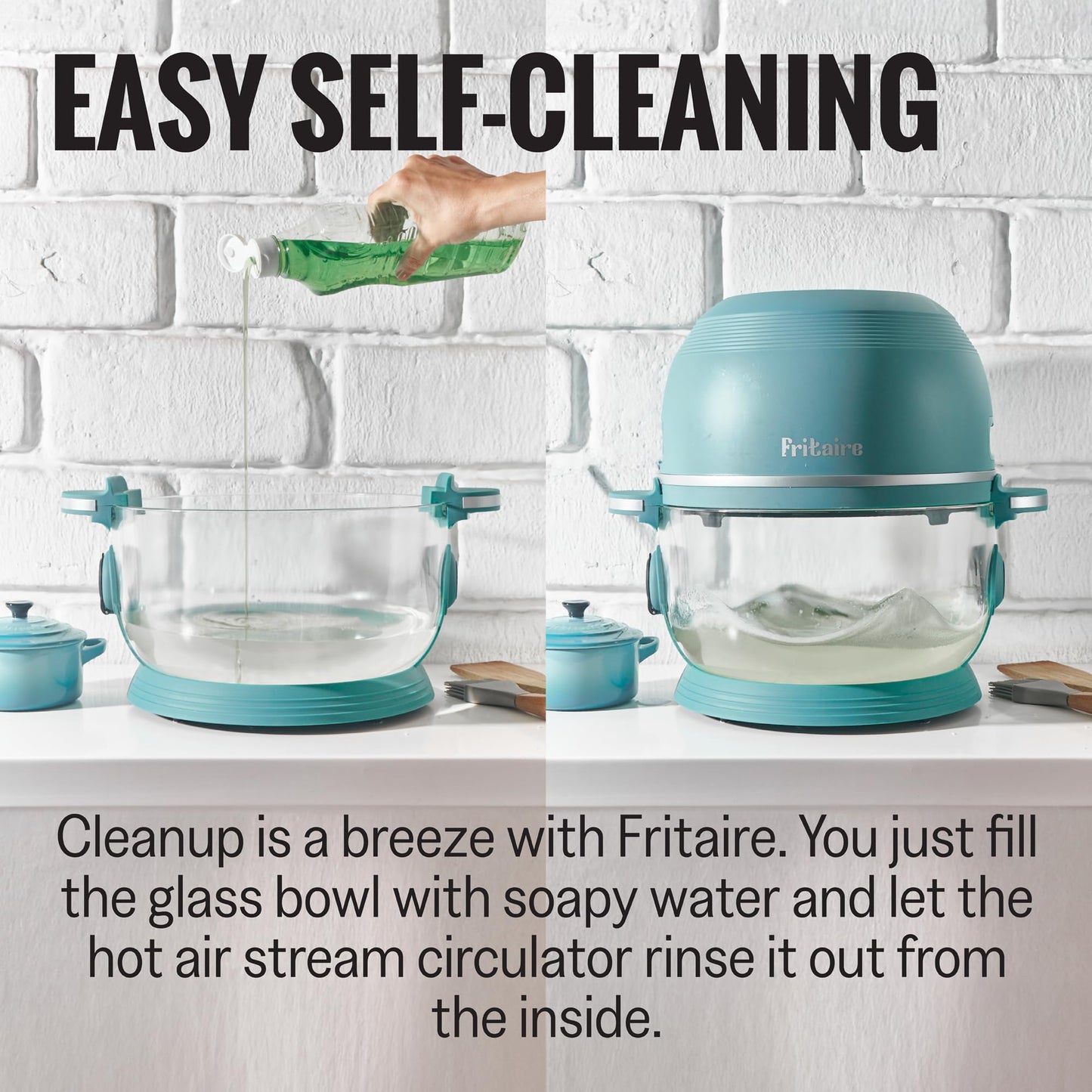 Non-Toxic Air Fryer - Glass AirFryer 5 Quart w/ 360 Visibility, Self-Cleaning, 400F Vortex Air Fryer for Even Cooking, BPA-Free Teflon Free, 6-in-1 Functions, Rotisserie, Roast, Bake, Cherry