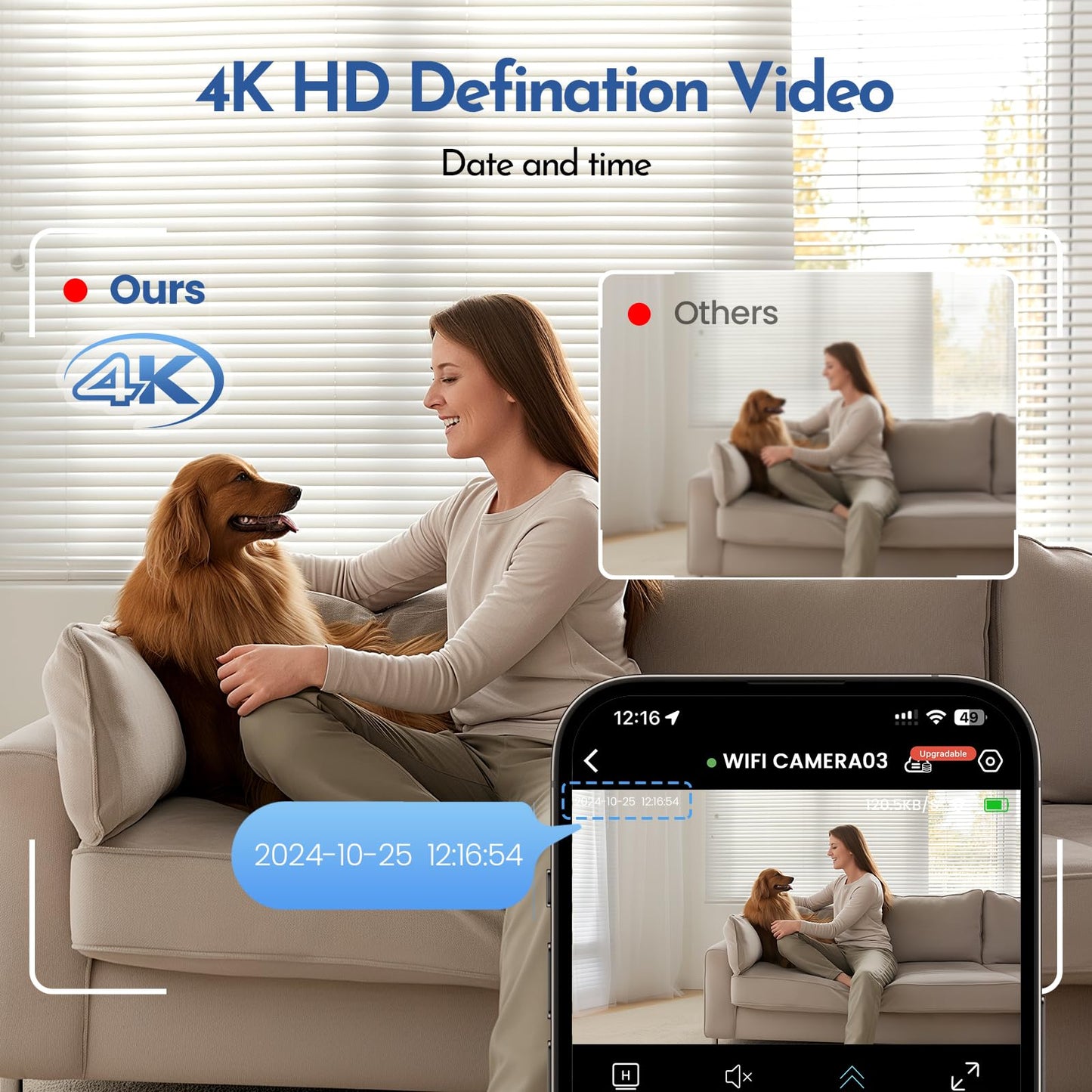 Braload Mini Camera, 4K HD Nanny Cam for Home - Smallest WiFi Wireless Camera with Motion Detection, App Control, Cloud & SD Storage, No WiFi Needed for Pet/Baby/Nanny Surveillance