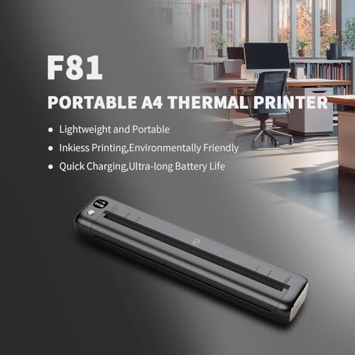 Rongta Portable Printers Wireless for Travel, WiFi & Bluetooth Mobile Printer, Thermal Inkless Printer for School/Office/Home Use, Compatible with Android,iOS & Laptop (F81)