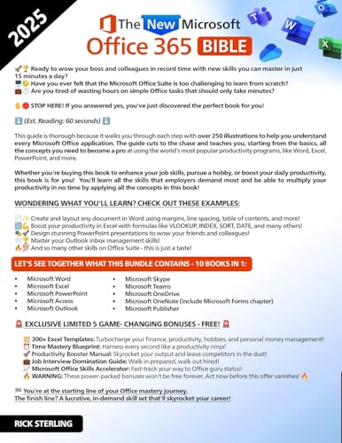 La nueva Biblia de Microsoft Office 365: Domine el uso de solo 15 minutos al día: guía ilustrada con consejos y atajos para Excel, Word y PowerPoint, e impresione a su jefe y colegas.
