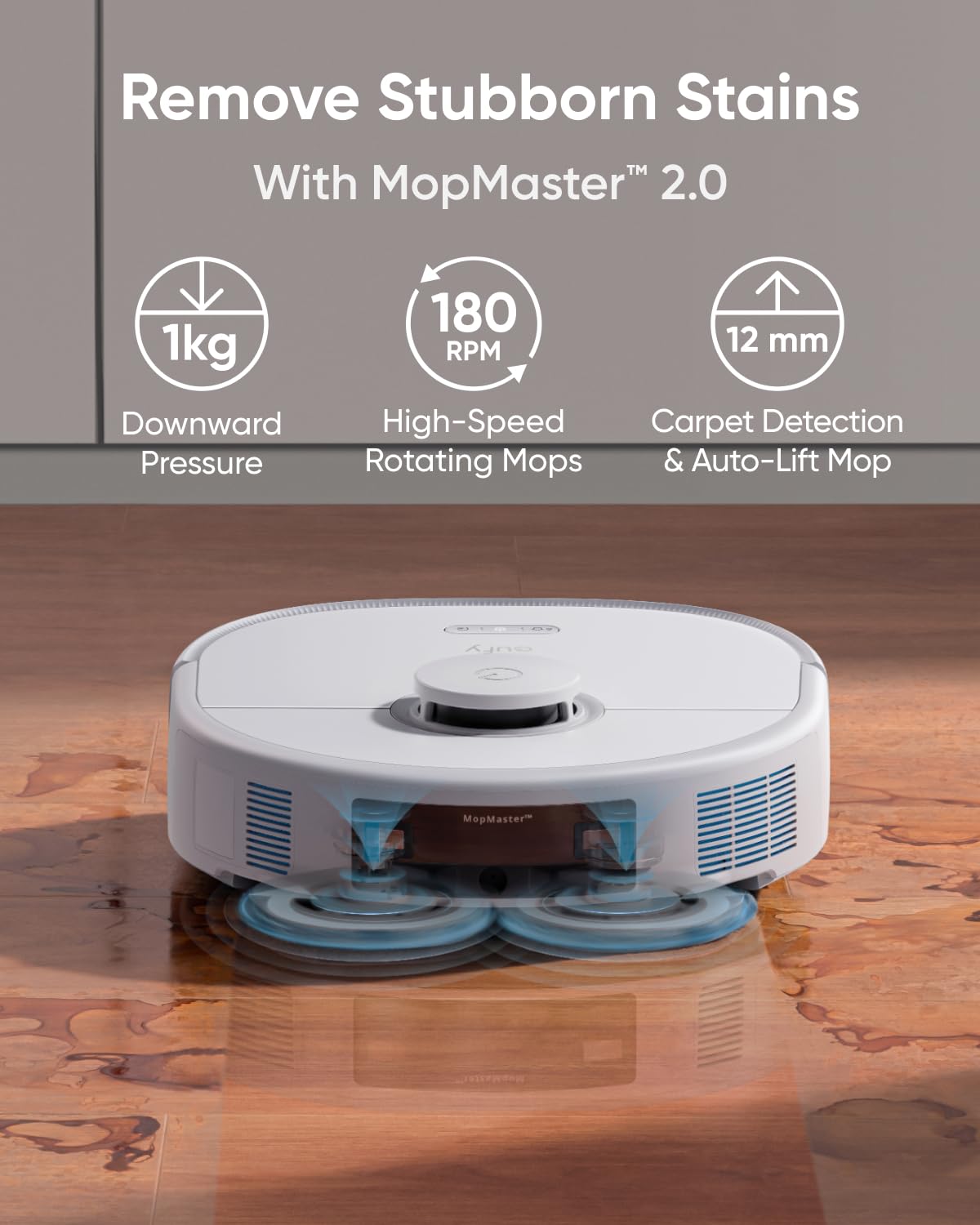 eufy X10 Pro Omni Robot Vacuum and Mop Combo, 8,000 Pa Suction, Dual Mops with 12 mm Auto-Lift and Carpet Detection, AI Obstacle Avoidance, Auto Mop Washing, Auto Drying, Self-Emptying, White