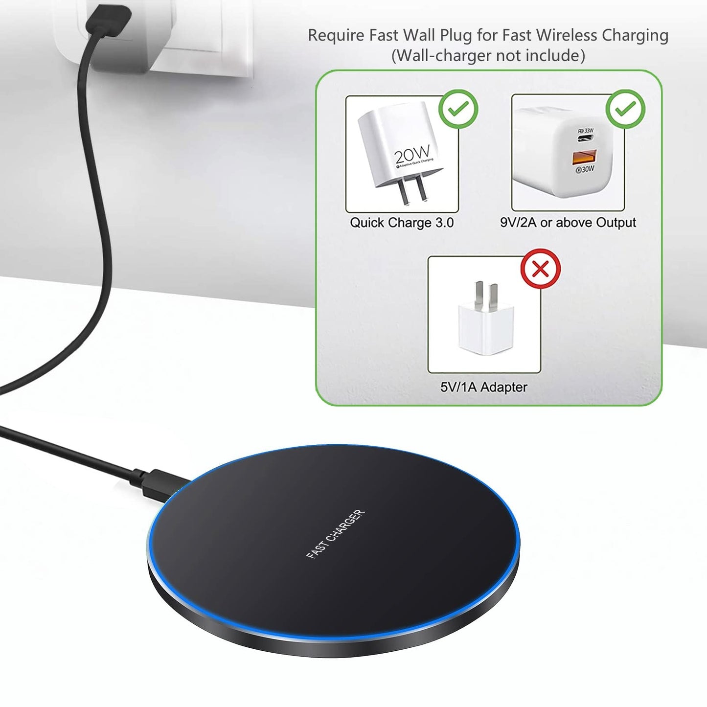20W Fast Wireless Charger Pad,Wireless Phone Charging Station Compatible with iPhone 16 Pro/16/15/14/13/12/11/SE/X/AirPods,15W Fast Charge for Samsung Galaxy S24/S23/S22/S21/Note/Buds,Pixel,LG