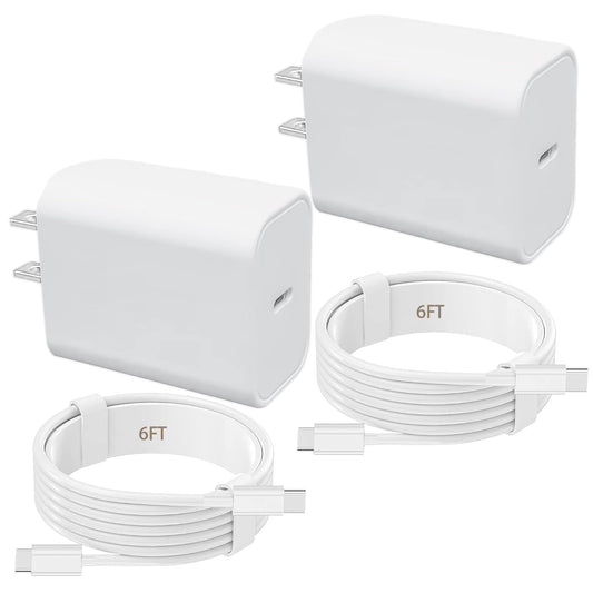 Acceron Charger for iPhone 16 15 Fast Charging 2pack 20w USB C Charger Block with 6ft USB C to C Cable Fast Charger Cord for iPhone16 15 Plus/16 15 Pro/iPad Pro/Air/AirPods Pro Galaxy Android Phone