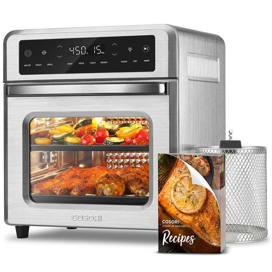 Horno freidora de aire COSORI 11 en 1, combo de freidora de aire de 13 cuartos de galón con asador, tostadas, horneado, asado, funciones de recalentamiento y más, libro de recetas y 6 accesorios incluidos, perfecto para encimeras pequeñas