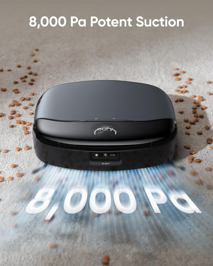 eufy S1 con estación todo en uno, robot aspirador y trapeador HydroJet, succión de 8000 Pa, sistema inteligente para evitar obstáculos, mapeo multinivel, trapeador con retracción automática, perfecto para pelos de mascotas