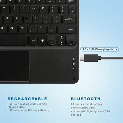 Bluetooth Keyboard with Touchpad, Compatible with iOS/Android Windows, Ultra Slim 7-Colors Backlit, Build in Trackpad Wireless Keyboard for iPhone/IPad/IPad Pro/Mac, Samsung Tablets, Laptop