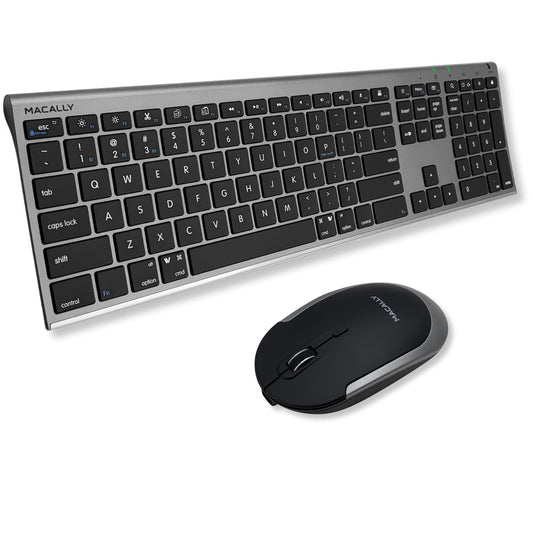 Macally Premium Bluetooth Keyboard and Mouse for Mac | Compatible Wireless Apple Keyboard and Mouse Combo (110 Keys Multi-Device Rechargeable) for MacBook Pro/Air and iMac - Space Gray