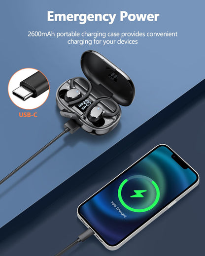 Auriculares inalámbricos deportivos con Bluetooth 5.3 y 128 horas de duración, con micrófono con cancelación de ruido ENC, estéreo de graves, resistentes al agua IP7 y con gancho para las orejas para fitness y running.