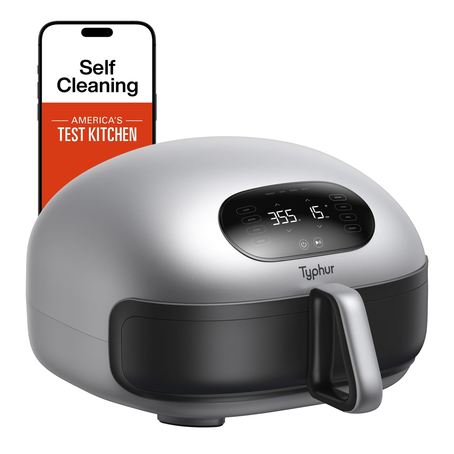 Typhur Dome 2 Air Fryer, Extra Large Airfryer with Superior Airflow, Self-cleaning Smart Digital Fryer with PFAS free Basket for Quick Easy Meals, Up to 32 Chicken Wings Capacity [New Version]