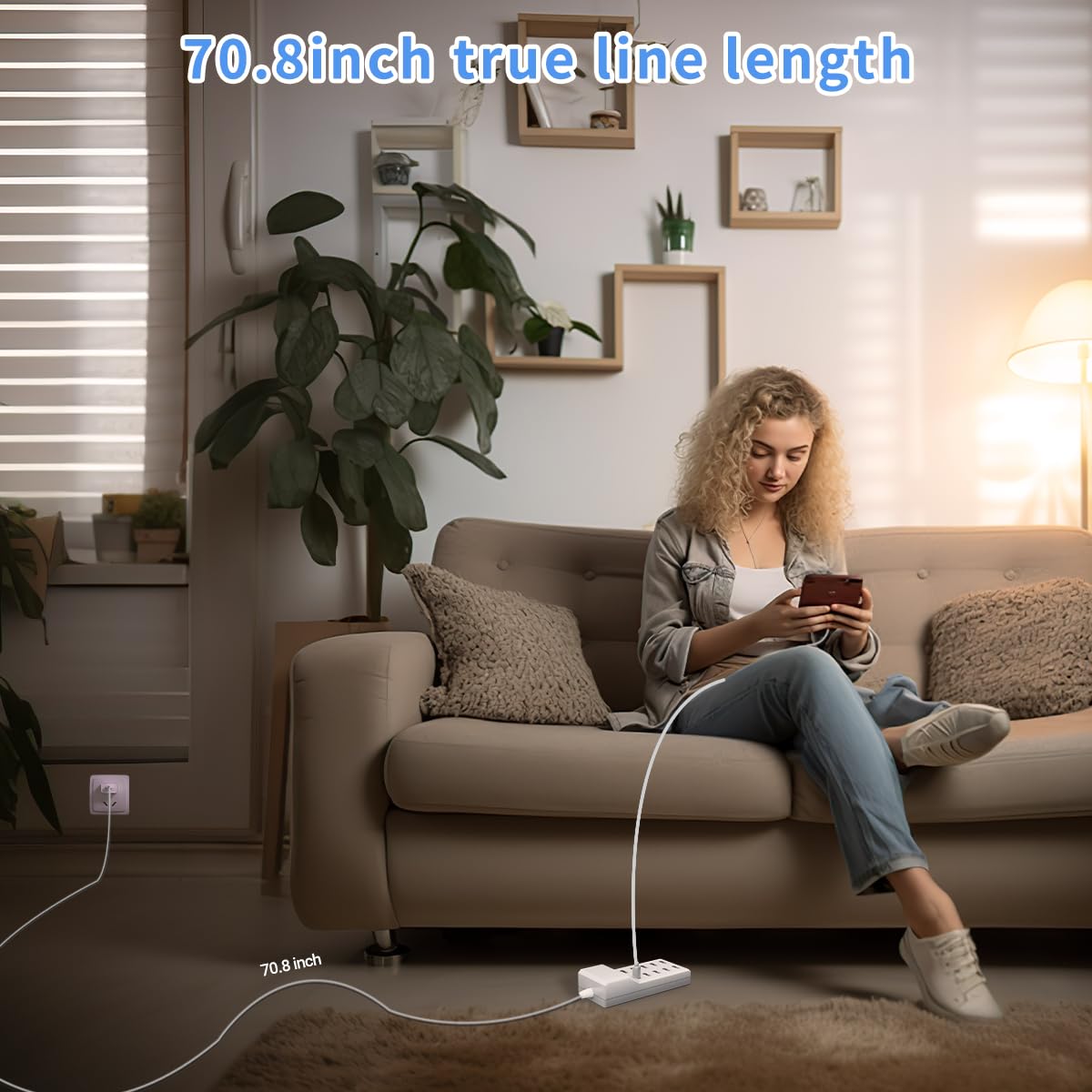 Estación de carga WUCOHATI: concentrador de carga USB de 10 puertos, cargador multipuerto inteligente, cable de extensión de 70,8 pulgadas, compatible con diversos dispositivos, como teléfonos, cámaras, auriculares Bluetooth, tabletas, etc. (1 unidad)