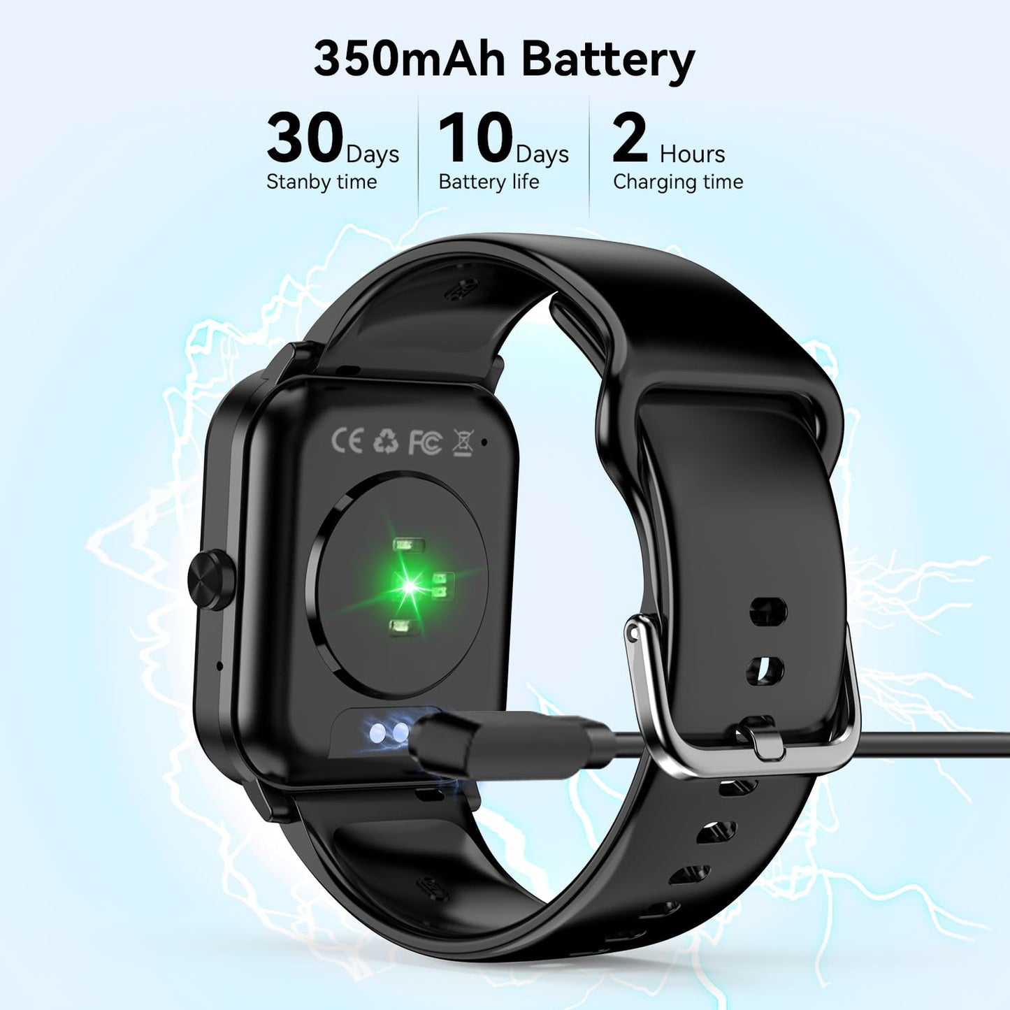 Reloj inteligente de 1,85" para hombre y mujer (contestador/llamada), monitor de ritmo cardíaco, sueño, podómetro, más de 120 modos deportivos, resistente al agua IP68, compatible con Android e iOS (negro)