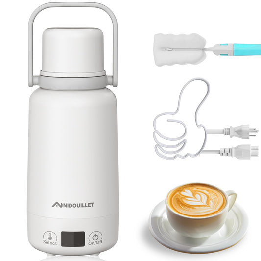 Travel Electric Kettle, 1L/35oz Portable Electric Kettle with Temperature Control, Hot Water Boiler Bottle for Tea Coffee, 304 Stainless Steel, Gift for Family Friend