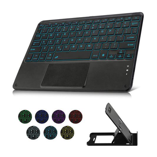 Bluetooth Keyboard with Touchpad, Compatible with iOS/Android Windows, Ultra Slim 7-Colors Backlit, Build in Trackpad Wireless Keyboard for iPhone/IPad/IPad Pro/Mac, Samsung Tablets, Laptop