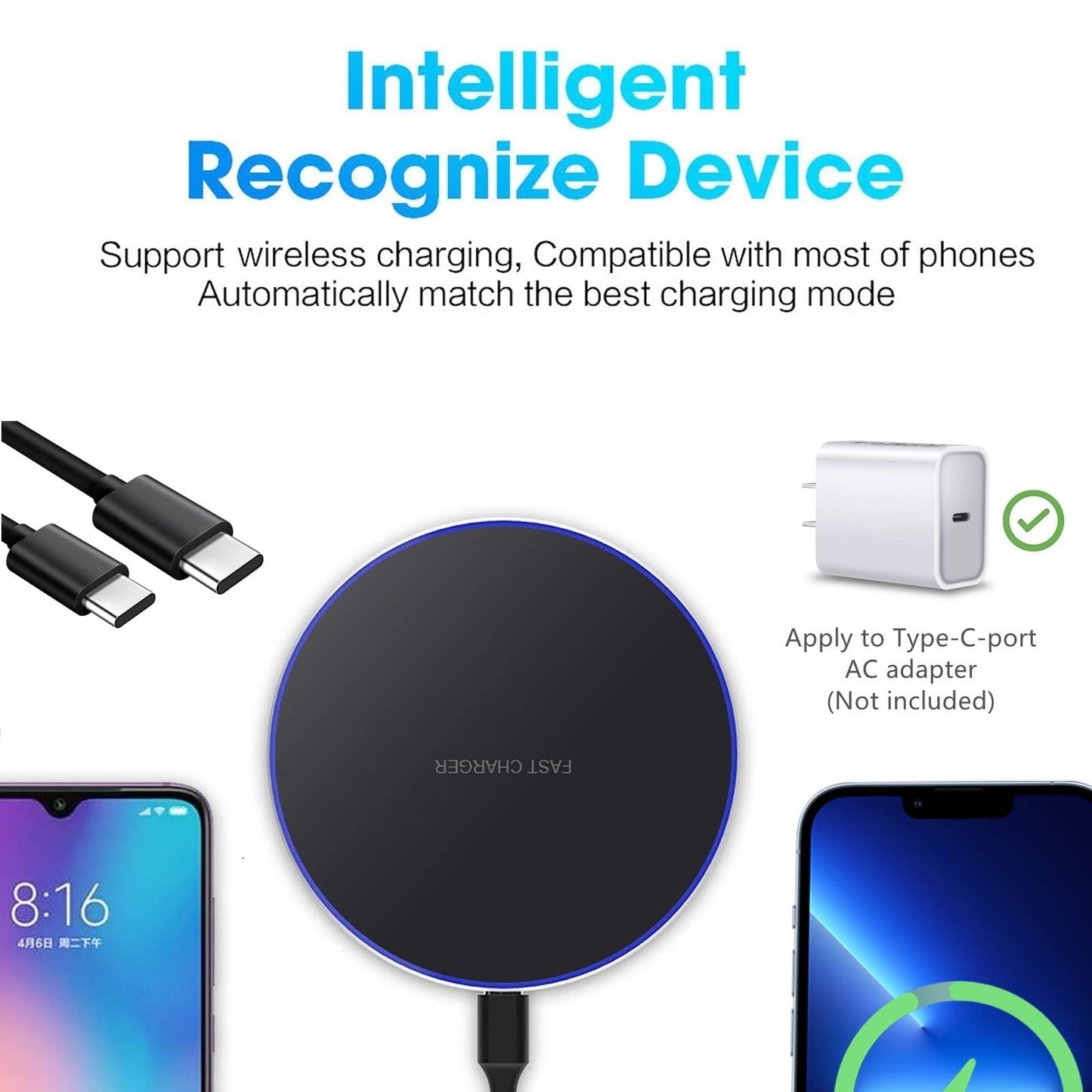 20W Fast Wireless Charger Pad,Wireless Phone Charging Station Compatible with iPhone 16 Pro/16/15/14/13/12/11/SE/X/AirPods,15W Fast Charge for Samsung Galaxy S24/S23/S22/S21/Note/Buds,Pixel,LG