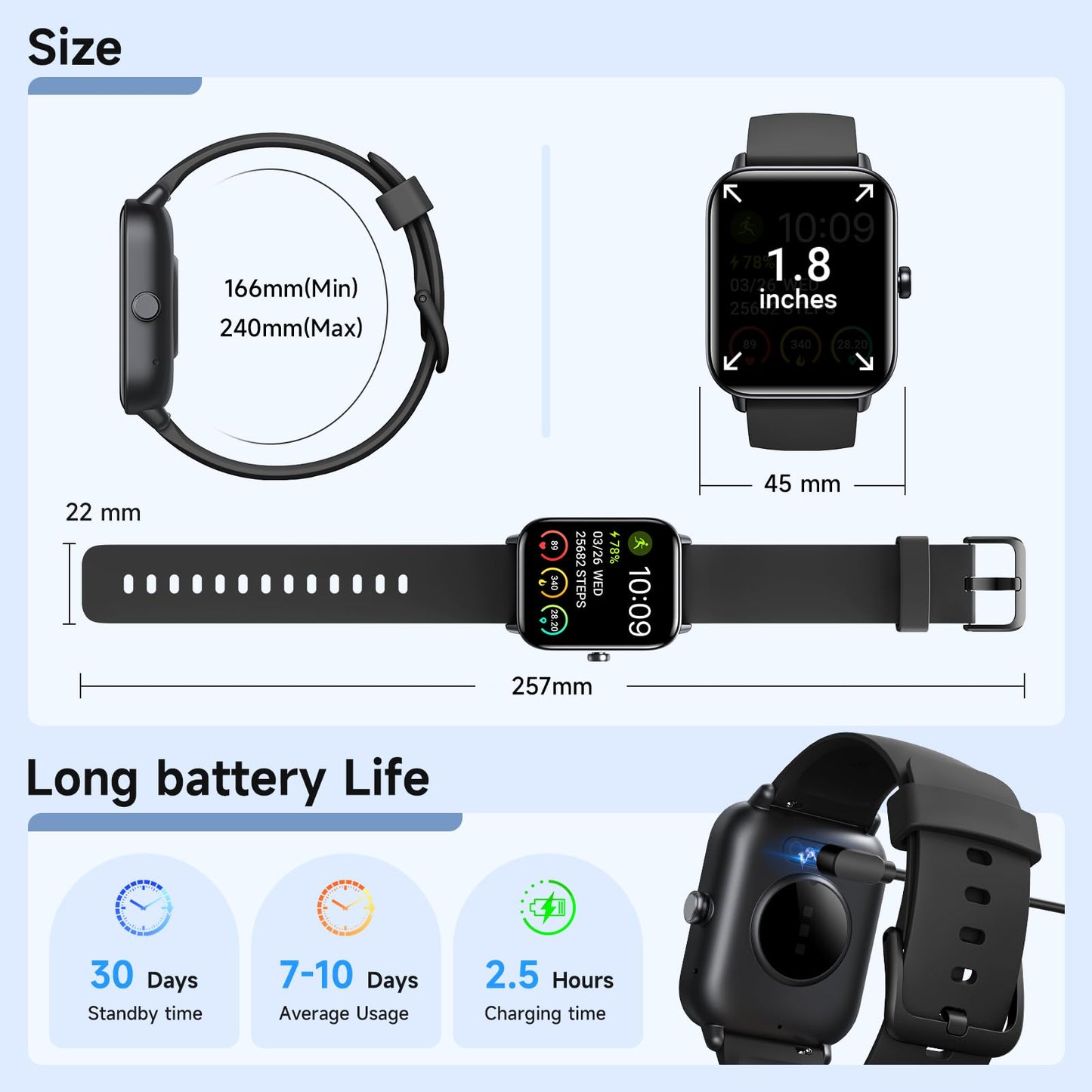 Hingso Smart Watches for Men Women Android & iPhone, Alexa Built-in, 1.8" Fitness Tracker with Answer/Make Calls, IP68 Waterproof Fitness Watch,Heart Rate, Sleep, SpO2 Monitor,Pedometer, Black
