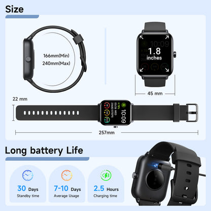 Hingso Smart Watches for Men Women Android & iPhone, Alexa Built-in, 1.8" Fitness Tracker with Answer/Make Calls, IP68 Waterproof Fitness Watch,Heart Rate, Sleep, SpO2 Monitor,Pedometer, Black